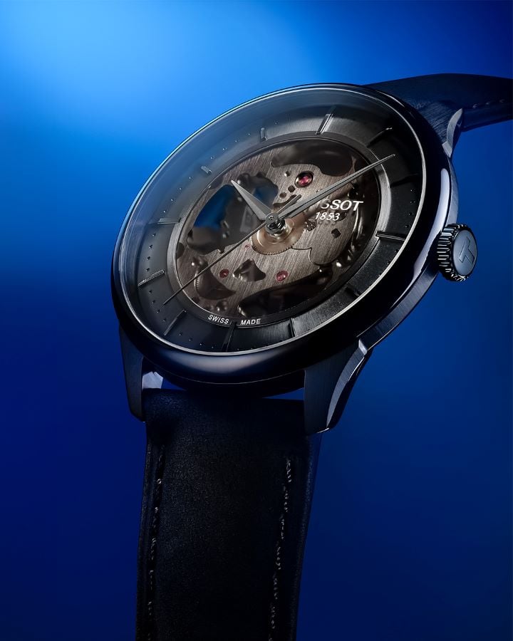 Frontcase of the new Tissot Chemin des Tourelles Skeleton model 