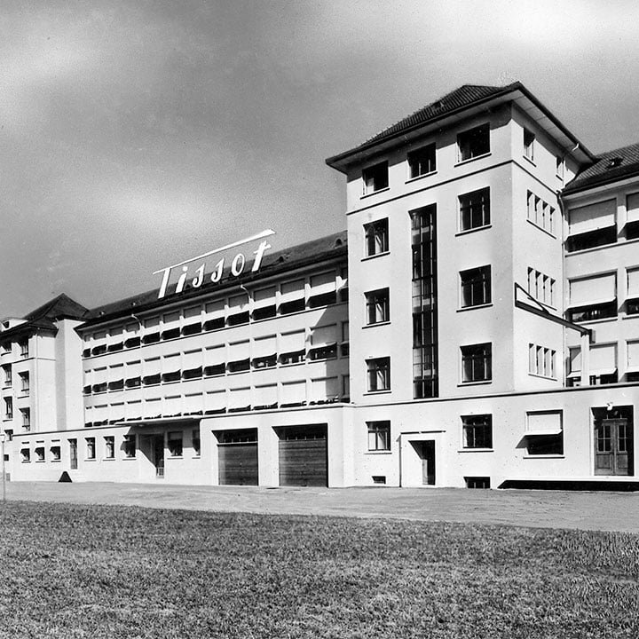 Archive photo of the Tissot manufacture in black and white