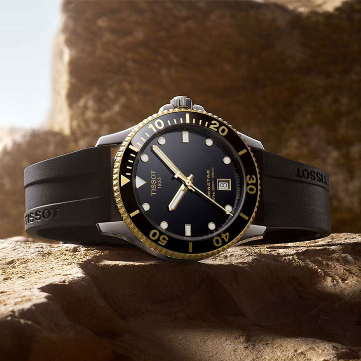 Seastar watch sitting on a rock