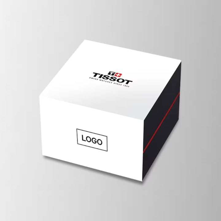 Tissot box with an example of text personalisation on the side of the box
