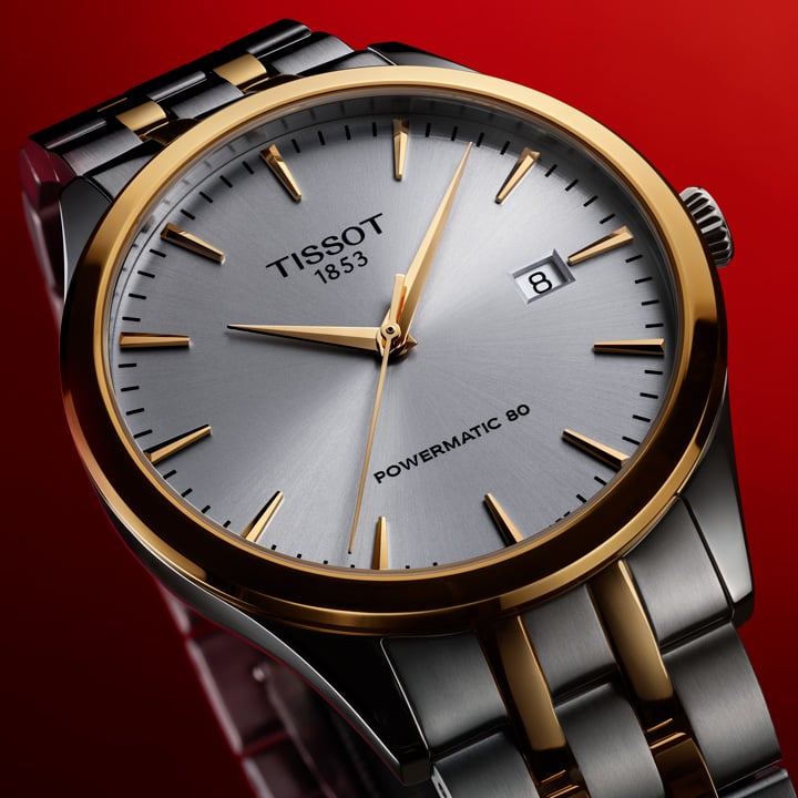 Tissot Classic Dream against a red background