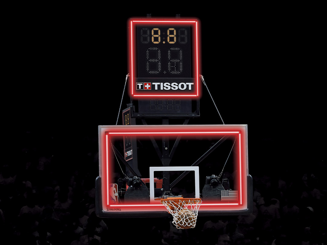 Basketball-Korbanlage in Tissot-Farben