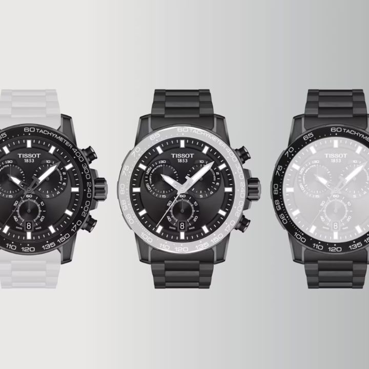 3 watches seen from front view with highlight on each one on different parts which can be personalised
