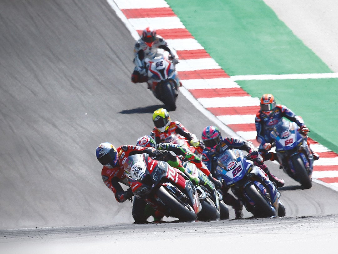 Motorcycle race to illustrate the sporting partnership between Tissot and the FIM Superbike World Championship.