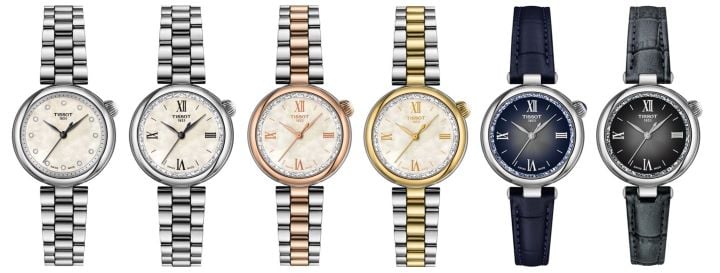 The six different variations of the Tissot D&eacute;sir model.