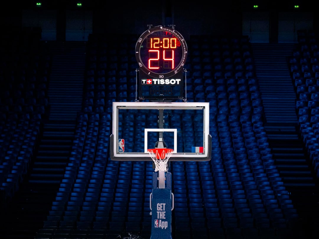 Basketball hoop in Tissot colors to illustrate the Sports Partnerships between Tissot and the NBA