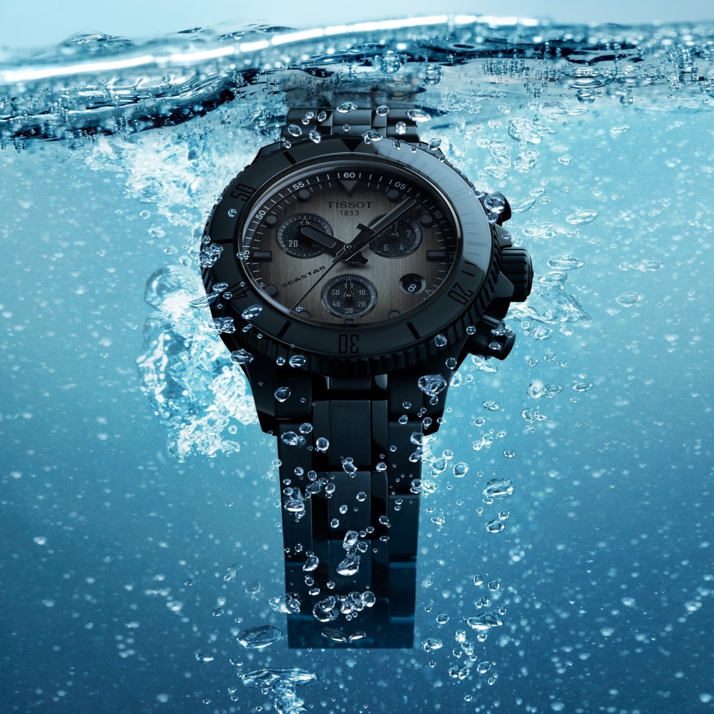 Tissot Seastar floating in the water